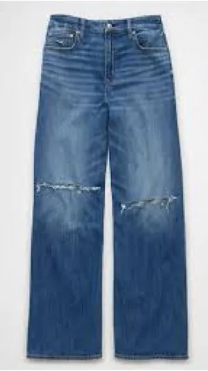 American Eagle Super High-Rise Baggy Wide Leg Jeans Size 4 Short Oversized thumbnail 1