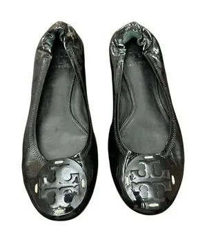 Torry Burch Patent Flat Ballet Black Leather Shoes Size 9Mp thumbnail 1