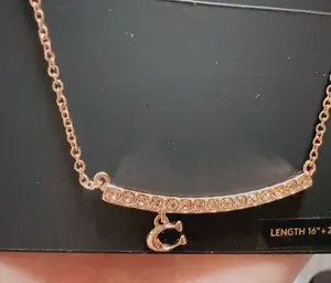 Coach RoseGold Pave Signature Bar Necklace 91431 NWT thumbnail 3