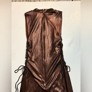 Revolve NWT Superdown Theresa Lace-Up Dress Bronze Metallic, size XS thumbnail 5