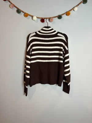 A New Day brown striped mock neck sweater thumbnail 5