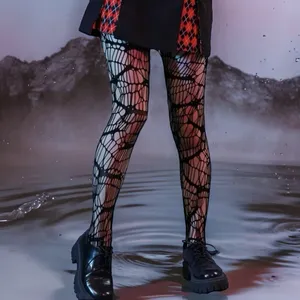 Black‎ Bat Patterned Fishnet Tights, High Waist Footed Pantyhose One Size thumbnail 7