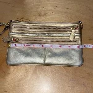Coach Leather Wristlet Metallic‎ Gold Triple Zippy Pocket thumbnail 8