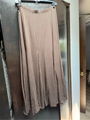 Karen Kane Brown Maxi Skirt, Flowy Fishtail Hem, Size L thumbnail 2