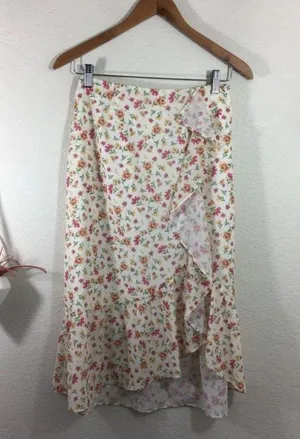 LF NWT | Lost + Wander floral ruffle midi skirt thumbnail 6