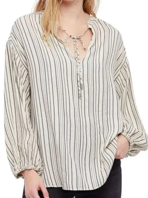 Free People Bishop Sleeves Striped Tunic Blouse Women's Size XS thumbnail 1