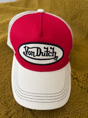Von Dutch Red & Beige Snap Back Trucker Hat Adjustable thumbnail 4