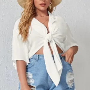 SHEIN knot detail half sleeve blouse thumbnail 1