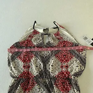 Suite 7 Maxi Dress 14P Petite Red Black Geometric Print NWT Sleeveless Summer Dr thumbnail 5