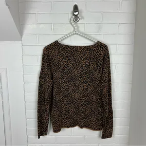 Garnet Hill Silk Cotton Animal Print Lightweight Knit Sweater Size S thumbnail 8