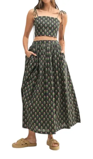 NEW Mable Floral Crop Top and Skirt Set Boho Cottagecore thumbnail 1
