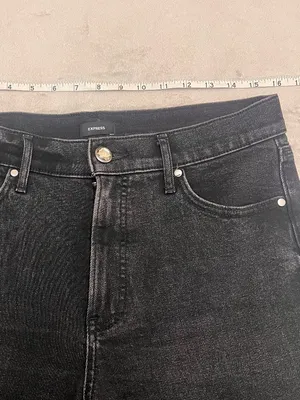 Express Women's Jean Straight high Rise Black Denim Size 8R thumbnail 7