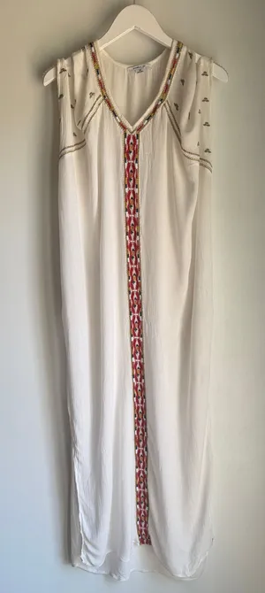 O'Neill Embroidered Gauze Cover-Up Dress Women's XS Ivory Boho Beach Resort thumbnail 1