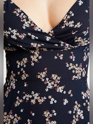 Abercrombie & Fitch navy floral maxi dress with strappy details side slit Small thumbnail 6