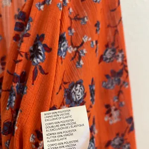 Free People Final Rose Blouse Rust Orange Floral Ruched Sweetheart Top Large thumbnail 12