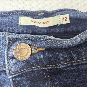 Levi's 505 Straight‎ Jeans Women 12 Dark Wash Blue Stretch Denim Mid Rise Retro thumbnail 5