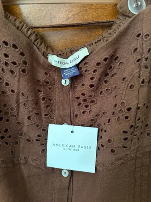 American Eagle brown mini button up dress tie back thumbnail 4
