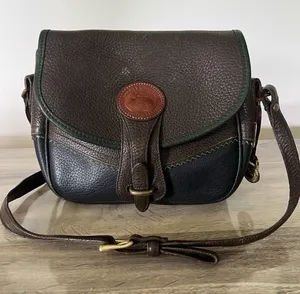 Vintage Dooney & Bourke Teton Collection All-Weather Leather saddle bag Brown thumbnail 1
