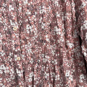 Anthropologie Pilcro L Button Down Pintuck Ditsy Floral Relaxed Top Mauve Pink thumbnail 4