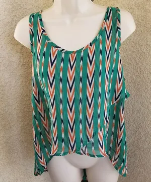 Toska sheer sleeveless flowy tank blouse sz Large thumbnail 1