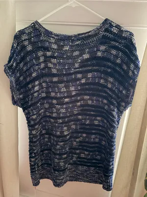 Cable & Gauge Blue Knit Top Size L thumbnail 2
