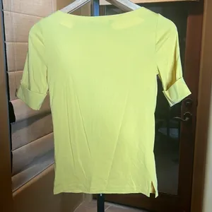 Lauren Ralph Lauren Yellow Boat Neck Top Size Small Cotton LRL Logo Elbow Sleeve thumbnail 7