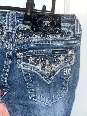 Miss Me Bootcut Straight Leg Floral Crystalized Embroidered Stitched Jeans Sz 27 thumbnail 11