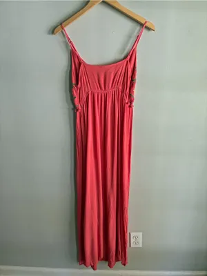 Altar’d State Embroidered Boho Maxi Dress Coral Floral Festival Small thumbnail 6