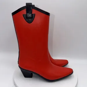 DAV Red Cowgirl Western Tall Rain Boots Women's Size 8 Waterproof thumbnail 2