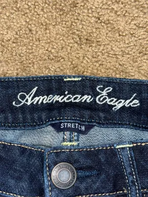 American Eagle Low Rise Micro Mini Jean Booty Shorts Sz 2 Dark Grunge Preppy y2k thumbnail 4