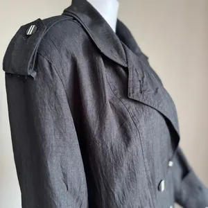 Vintage Gallery Black Trench Coat With Shoulder Pads Size 14 thumbnail 2