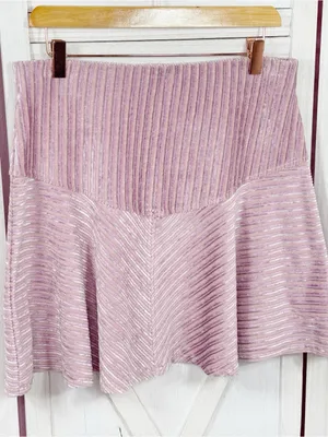 Free People Camden Velour Corduroy Skater Mini Skirt Pink Large Ballet Fairy thumbnail 8