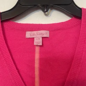 Lilly Pulitzer Hot Pink Vneck Cashmere Side Slit Sweater thumbnail 5