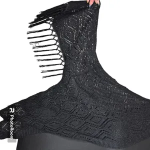 POL Black‎ Crochet Knit Fringe Sleeve Cardigan thumbnail 2
