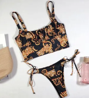 Boutique versace like print cheeky bikini thumbnail 1