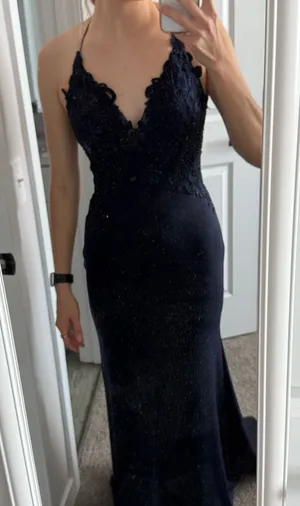 Navy Formal Dress Blue Size 6 thumbnail 1