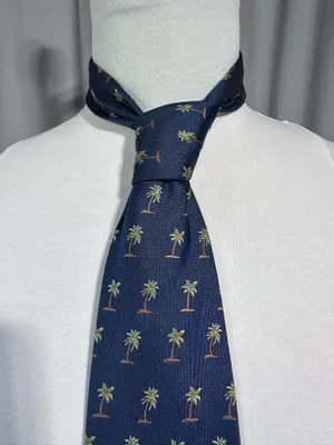 Tommy Bahama Mens Navy Blue Silk Tie Palm Tree Tropical Beach thumbnail 1