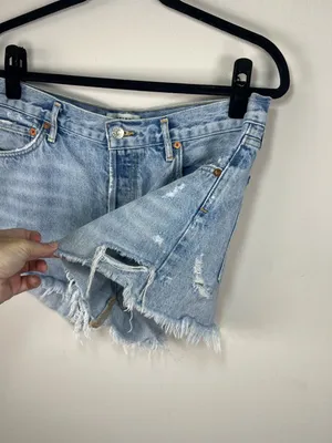 Agolde Parker Vintage Cut-Off Jean Shorts Swapmeet Light Wash Distressed Size 30 thumbnail 7
