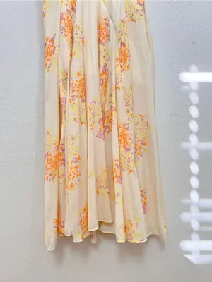 Free People Laura Yellow Floral Print Midi Dress Women's Small Boho Romantic thumbnail 6