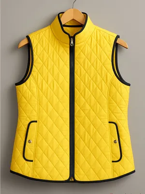 Women's Talbots Quilted Vest Petite SP Yellow Black thumbnail 1