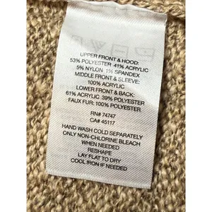Natural Reflections Womens M Camel Brown Knit‎ Hooded Open Front Cardigan thumbnail 5