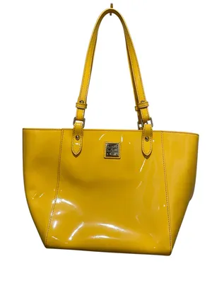 Dooney & Bourke Yellow Patent Leather Tote Shoulder Bag Purse Womens Handbag thumbnail 1