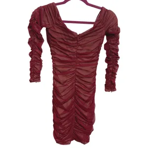 House‎ of CB Fifi Wine Red Ruched Tulle Mesh Bodycon Dress Glam XS ASO Beyoncé thumbnail 3