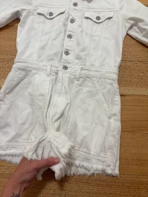 American Eagle White Denim Romper thumbnail 3