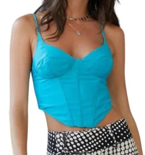 Urban Outfitters Karissa Top Bustier Turquoise Aqua thumbnail 1
