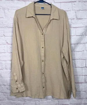 Old Navy XL Beige Long Sleeve Button-Up Shirt thumbnail 1