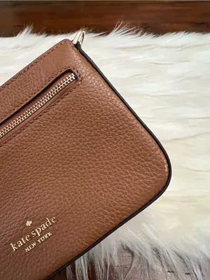 Kate Spade Leila Convertible Wristlet Pebbled Leather Gingerbread Brown Gold HW thumbnail 4