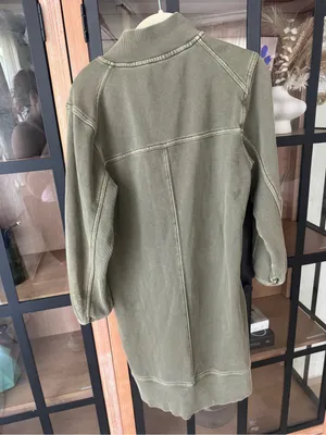 Daily Practice by Anthropologie Meru Mini Dress long sleeve olive 1/4 zip half thumbnail 4
