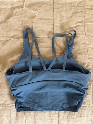 Double-Strap Blue Stretch Crop Sports Bra thumbnail 2