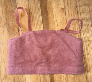 Gymshark Whitney Simmons Women's Fuzzy Pink Strappy Workout Bralette M thumbnail 1